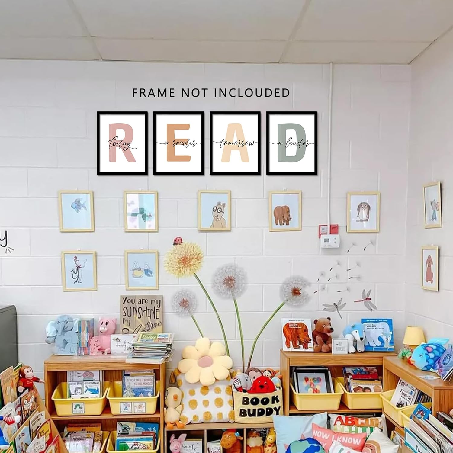 "READ" Alphabet Wall Art Poster Classroom Decor - 8x10 Inch Canvas Prints Unframed Set of 4, Homeschool Decor Posters for Children's Reading Corner