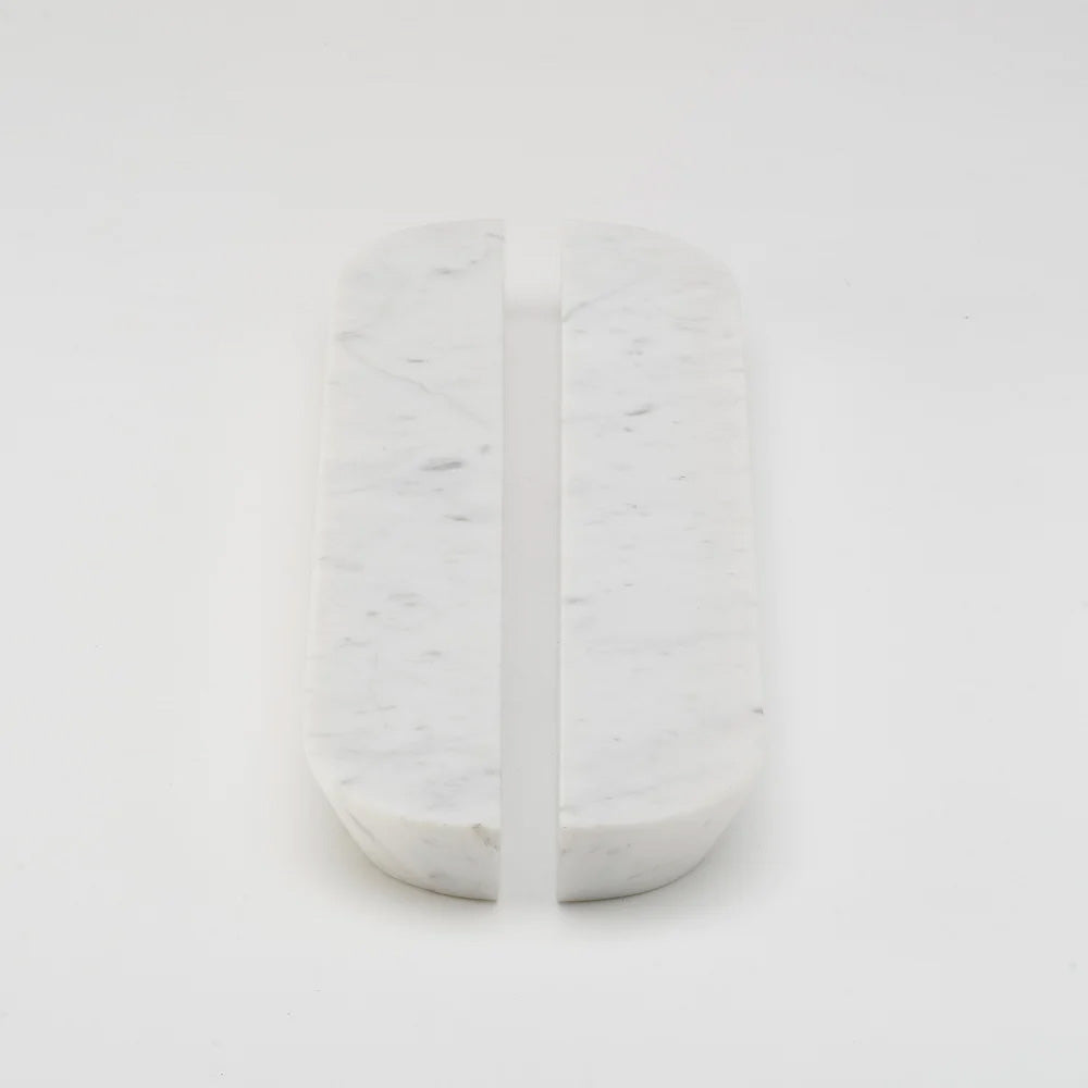 White Carrara Marble Dot Handle [Pair]