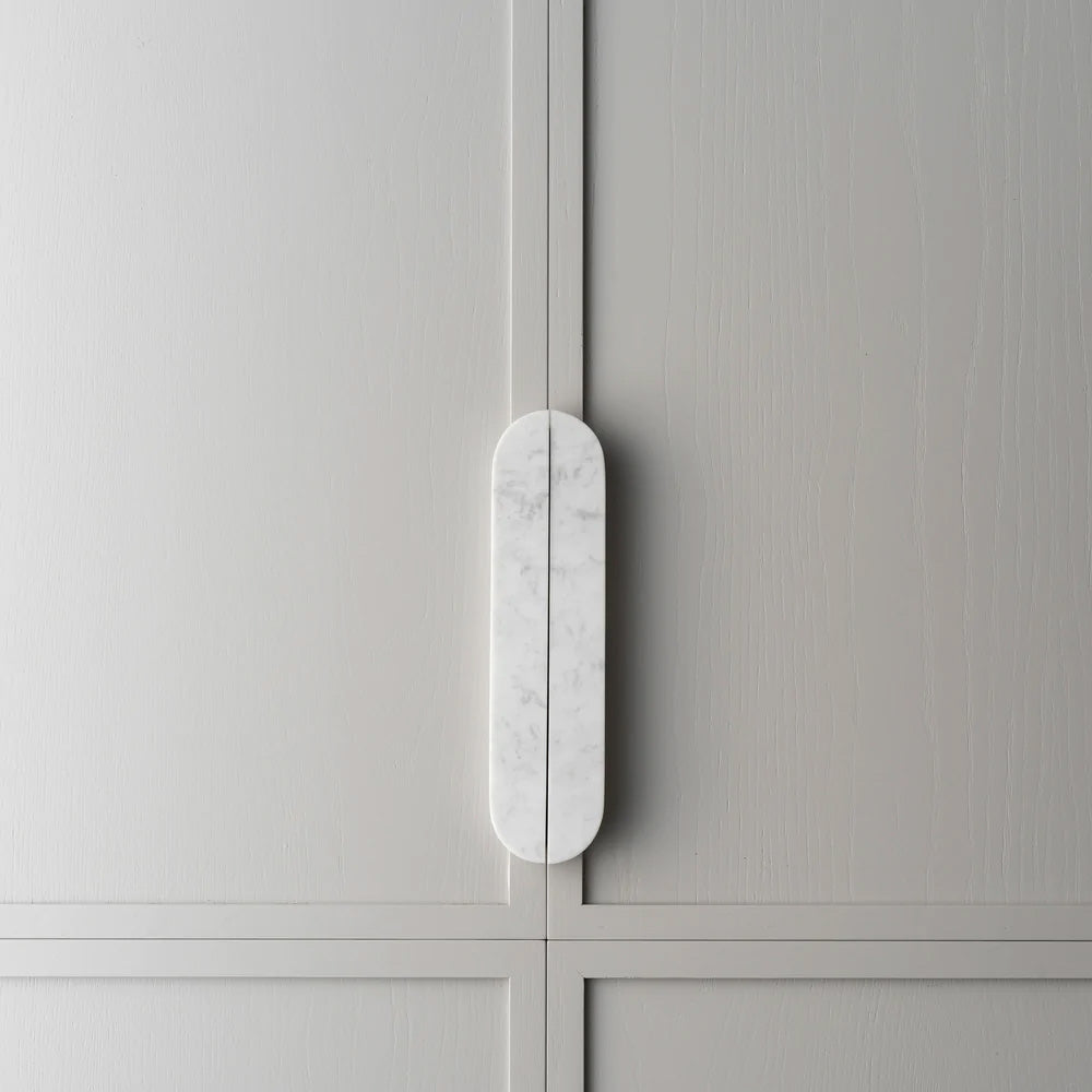 White Carrara Marble Dot Handle [Pair]