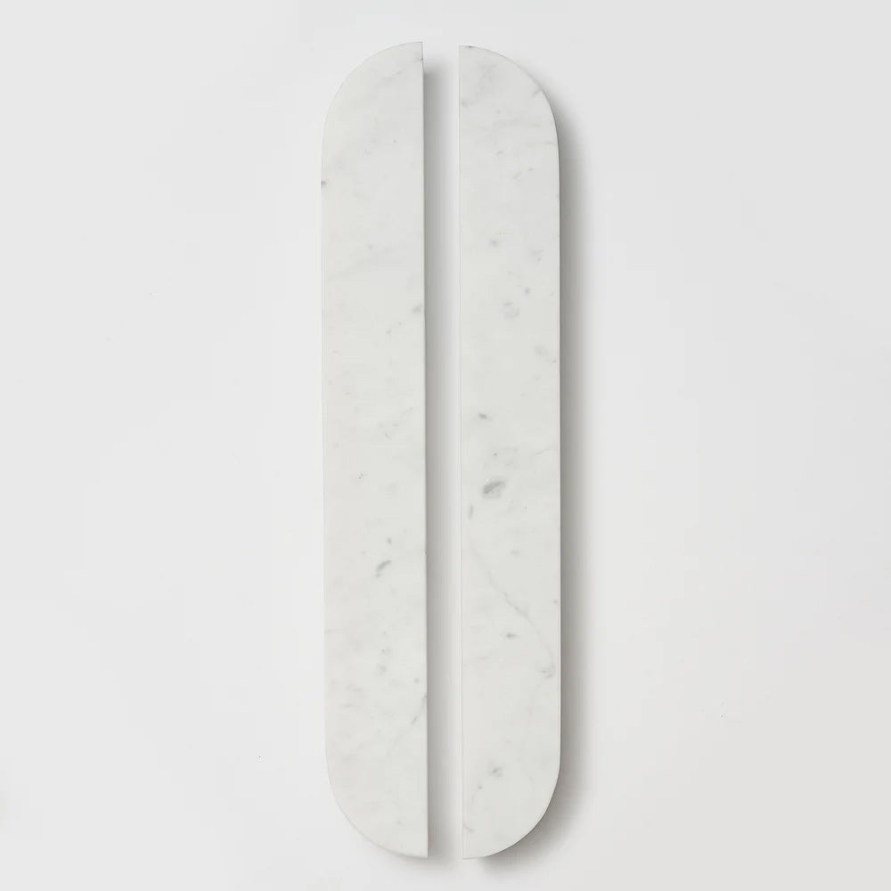 White Carrara Marble Dot Handle [Pair]