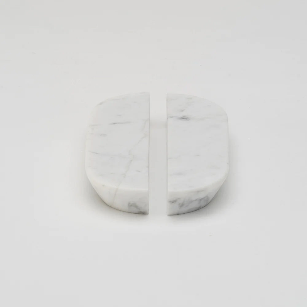 White Carrara Marble Dot Handle [Pair]