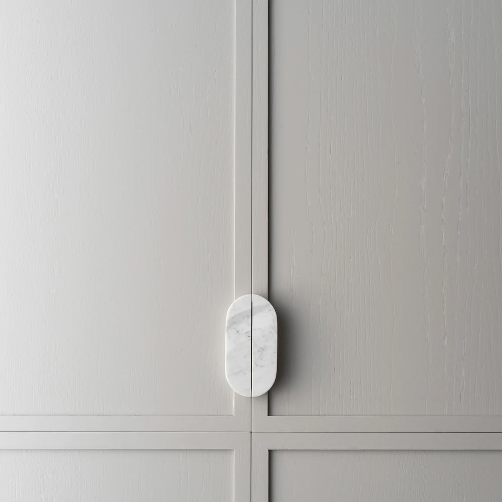 White Carrara Marble Dot Handle [Pair]