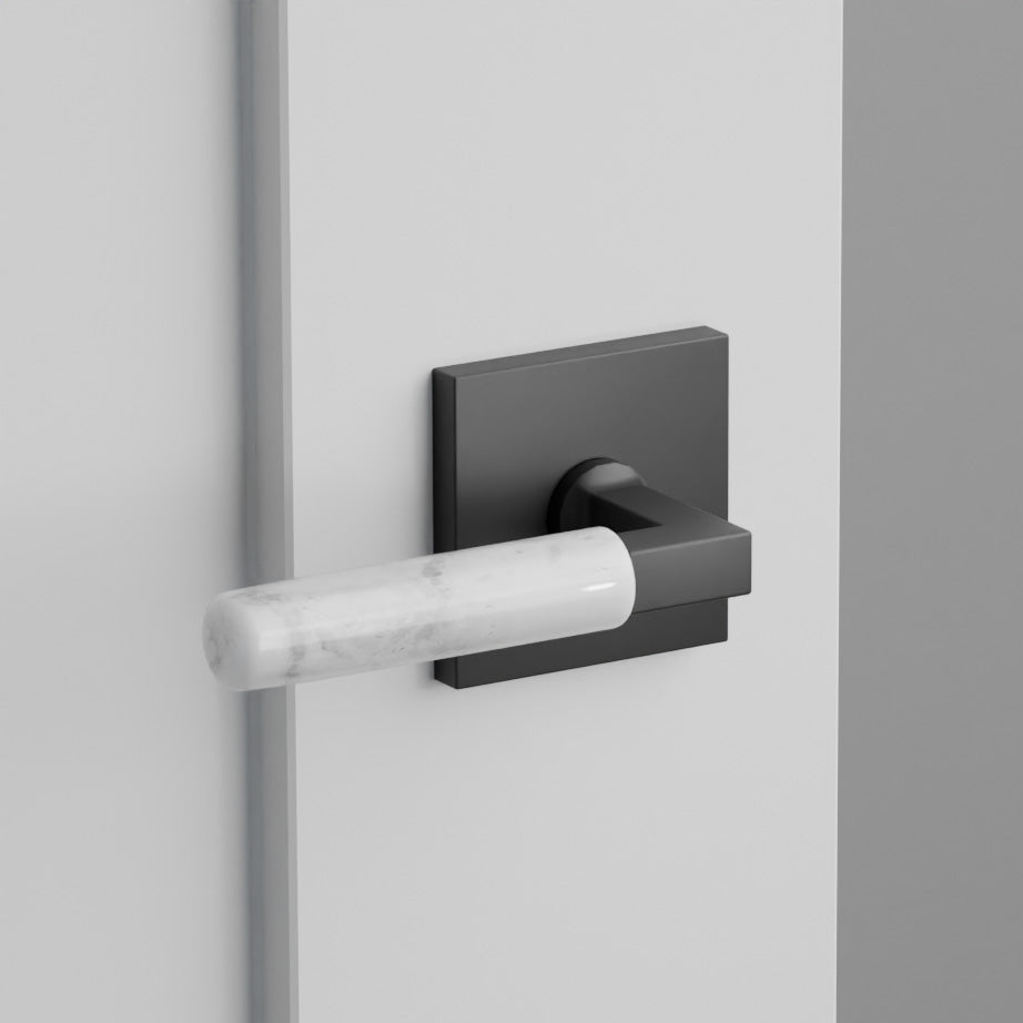 White Marble Door Lever on Square Rosette